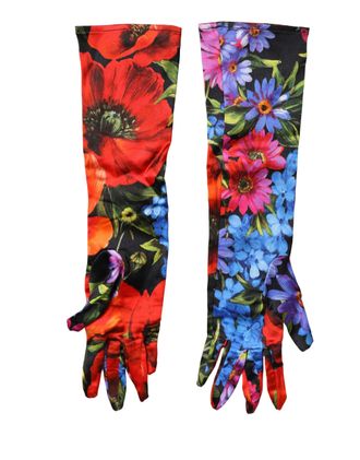 Dolce & Gabbana Multicolor Floral Print Elbow Length Women Womens Gloves (Pre-Owned)