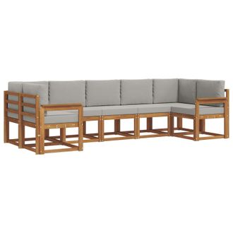 vidaXL Conjunto De Sof&aacute;s De Exterior 7 Pcs Gris Natural Y Claro Vidaxl