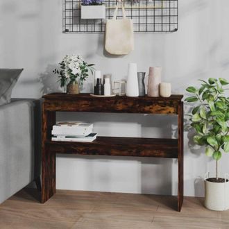 vidaXL Console Table Smoked Oak 102x30x80 cm Engineered Wood Vidaxl