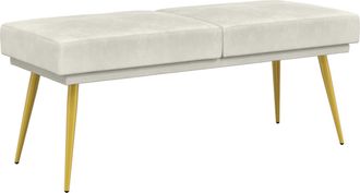 vidaXL Banco De Doble Capa Crema 120 X 45 X 46 Cm Terciopelo Vidaxl