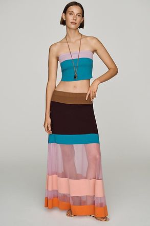 Maeve Striped Sheer Maxi Skirt