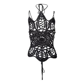 Dolce & Gabbana Pre-owned Womens & Crochet Top - 00s - Black Cotton - Size Medium