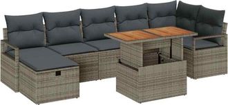 vidaXL Garden Sofa Set Height-Adjustable 8 pcs Grey Poly Rattan vidaXL