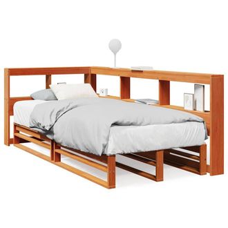 Berkfield Home Bookcase Bed without Mattress Wax Brown 90x190cm Solid Wood Pine | Size: 90x190 cm