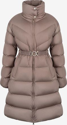 Moncler Lange Daunenjacke mit G&uuml;rtel Brou