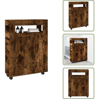 vidaXL The Living Store Mobile da Bagno Stretto con Ruote Rovere Fumo in Truciolato - Mobile da bagno stretto