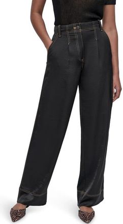 DKNY Glazed Contrast Stitch Straight Leg Pants in Black at Nordstrom, Size 8