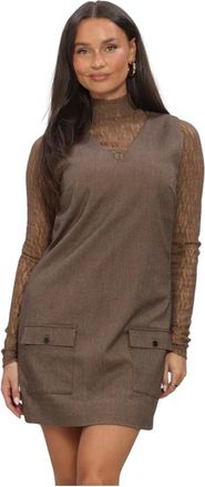 Aaiko Rivane Tweed VIS 518 - Dames - Jurken - Bruin - Maat: M Tweed
