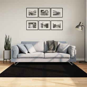 vidaXL Alfombra De Pelo Corto Suave Lavable Huarte Negro 160x160 Cm Vidaxl