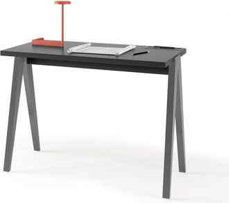 HERDASA Escritorio 629 De La Colecci&oacute;n Comp&aacute;s Grafito De Melamina Y Patas De Haya Gris, De Herdasa