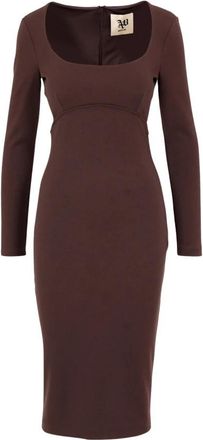 Aniye By Midi jurk met uitsnijding bij de taille - Dames - Casual kleedjes - Bruin - L - Spandex - Kleedjes