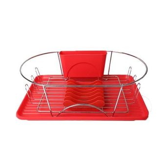 MegaChef 17 Inch Dish Rack with Detachable Utensil holder and a 6 Attachable Plate Positioner in Red at Nordstrom