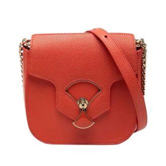 Bulgari Pre-owned Diva Dream Leather Chain Shoulder Bag - Dames - Pre-owned - Oranje - Maat: ONE Size Leer