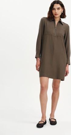 Finery Enriko Zip Front Short Dress in Khaki at Nordstrom, Size 20