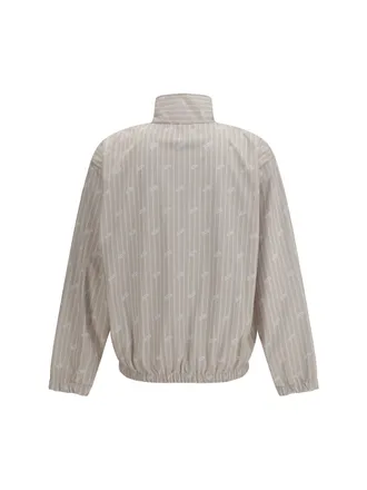 GCDS Mens Pinstriped Track Jacket With All-Over Logo Sandshell-Bone Polyester Sandshell/bone
