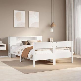 Berkfield Home Bookcase Bed without Mattress White 135x190 cm Double Solid Wood Pine