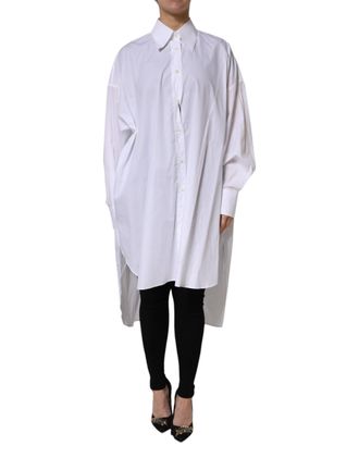 Dolce & Gabbana White Cotton Collared Shirt Long Sleeve Womens Top (Pre-Owned)