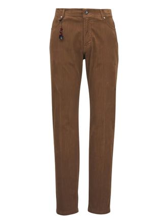 Marco Pescarolo beaded-detail logo-patch trousers - Brown