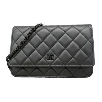 Chanel Black Leather Chain/Shoulder Wallet (Pre-Owned)