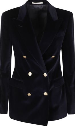 Tagliatore Double-Breasted Jacket With Notched Lapels And Gold Buttons