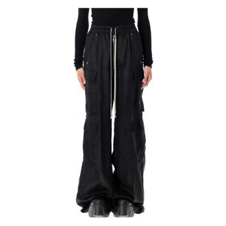 Rick Owens Broeken, Dames, Zwart, M, Zwarte Cargo Broek Aw 25