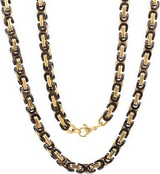HMY Jewelry Mens Two-Tone 18K Gold Plated Stainless Steel 24 Byzantine Chain Necklace in Two Tone at Nordstrom Rack