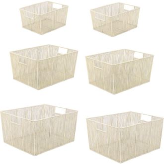 Happimess Sutton Modern Glam Handmade Wire Metal Nesting Storage Baskets in Almond at Nordstrom