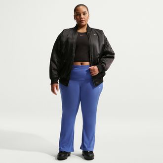 Nike Womens Nike Sportswear Chill Knit Mid-Rise Tight Ribbed Pants (Plus Size) in Blue | IO6948-485