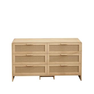 Urban Meuble Aparador de rat&aacute;n estilo natural con 6 cajones 130x40x74 cm