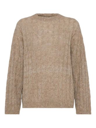 Brunello Cucinelli cable-knit jumper - women - Nylon/Mohair/Fabric - 3XL - Neutrals