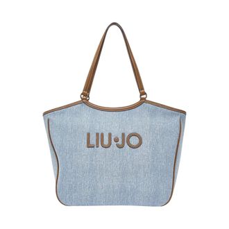 Liu Jo Denim Effect Tote Bag - female - Liu Jo - Shopping Bags - Blue - ONE SIZE - Bags