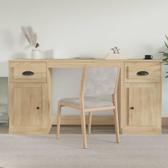 Berkfield Home Desk with Cabinet Sonoma Oak Engineered Wood in Brown