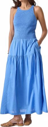 Lilla P Smocked Bodice Midi Dress In Ultramarine