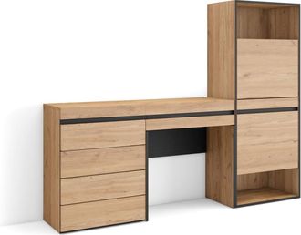 Skraut Home Zapatero efecto madera roble 187x35x145cm