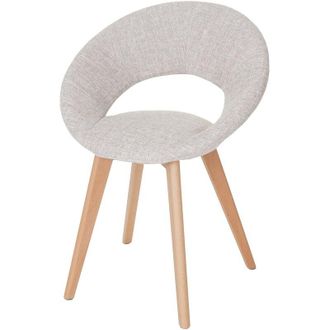 Hhg [nunca Usado] Silla De Comedor Palermo Iii, Silla Silla De Cocina, Dise&ntilde;o Retro A&ntilde;os 50, Textil, Crema/gris