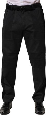Dolce & Gabbana Mens Black Cotton Dress Slim Formal Pants Nylon Silk Elastane