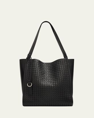 Bottega Veneta Mens Small Corriere Tote Bag in Intrecciato Leather