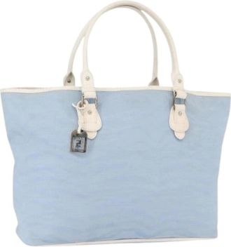 Fendi Pre-owned Tote Bags, female, Blue, Size: ONE SIZE Pre-owned Vintage Canvas Tote Bag