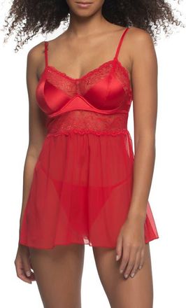 Felina Heat Babydoll Underwire Chemise & G-String in Lychee at Nordstrom, Size X-Large