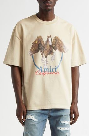 Amiri Pegasus Oversize Cotton Graphic T-Shirt in Alabaster at Nordstrom, Size Xx-Large