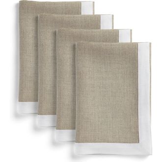 Solino Home Linen Dinner Napkins - Classic, 20 x 20 in White And Natural at Nordstrom, Size Large