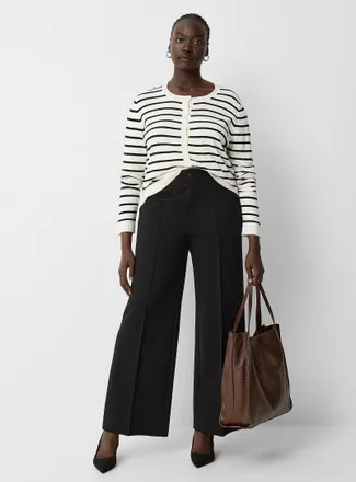 Contemporaine Womens Stretch ponte weave dress pant Fit: Wide leg, high rise