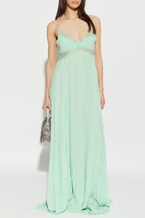 Blumarine Dress With Lace Inserts, Womens, Green