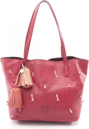 Loewe Bordeaux Pink Leather Handbag Tote Bag (Pre-Owned)