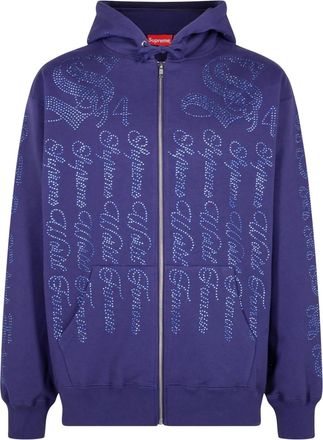 SUPREME Felpa SS 22 Washed Navy con zip e cappuccio - Blu