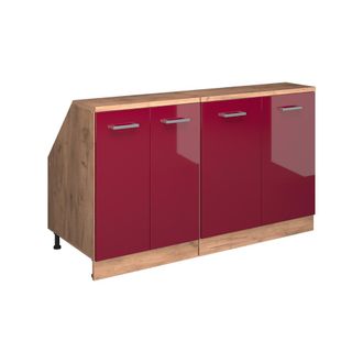 Vicco Conjunto De Armarios Para Techo Inclinado Rion, Rojo De Alto Brillo, 140 Cm Lote De 2 Carcasas De Armario 60 Cm De Profundidad, Vicco