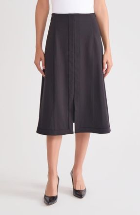 Misook A-Line LuxeStretch Ponte Midi Skirt in Black at Nordstrom, Size Xx-Large