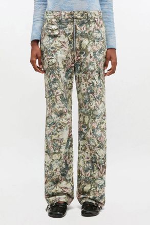 Ganni Mixed Tapestry Twill Trousers - Size 34 Organic Cotton