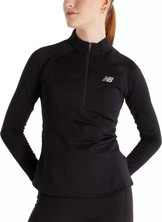 New Balance Womens Heat Half Zip Long Sleeve Top In Black