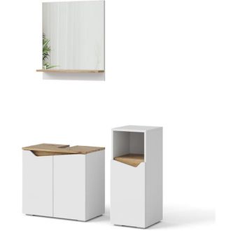 Vicco Set di mobili da bagno Marelle, Bianco, 3 parti, con mobile midi